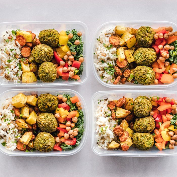 Healthy balanced meals prepared for fitness nutrition