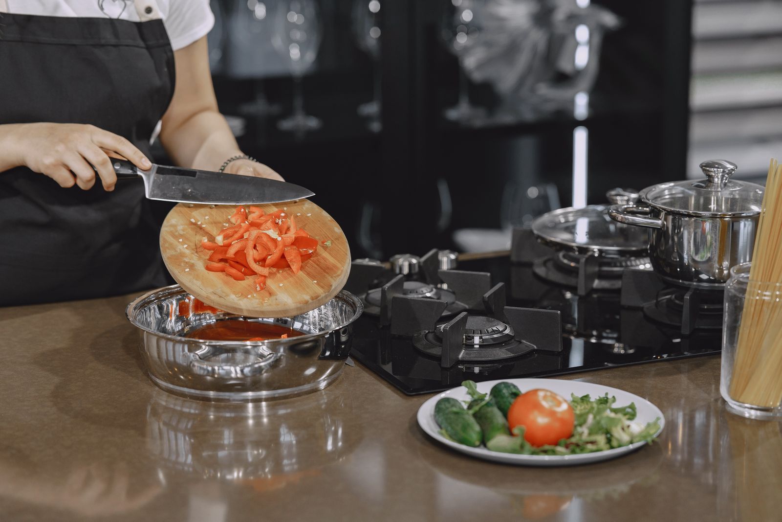 Preparing fresh healthy ingredients for a balanced diet