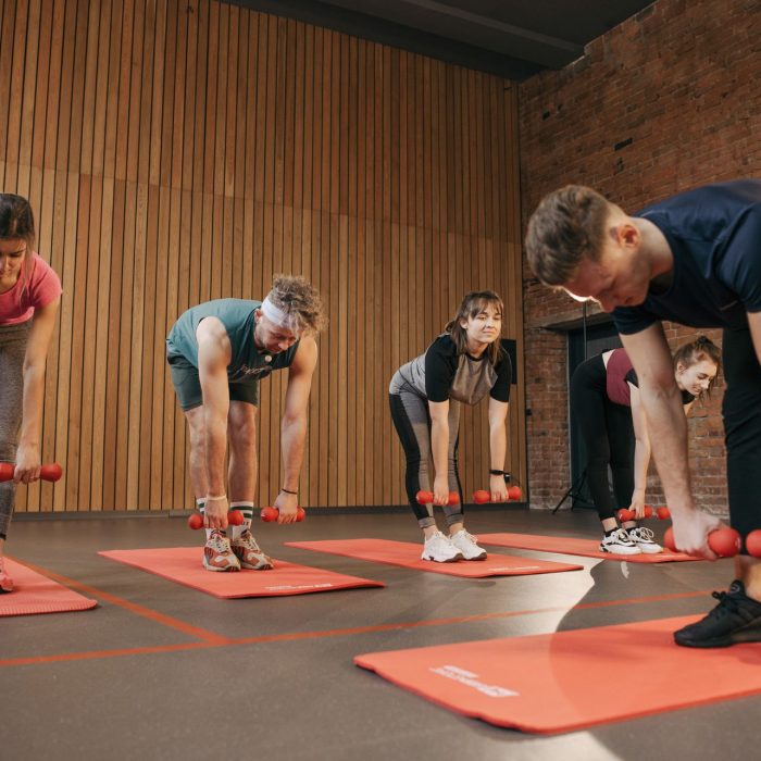Group of people training together in a fitness class